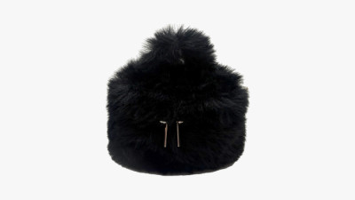 블랙 퍼 미니백 파우치